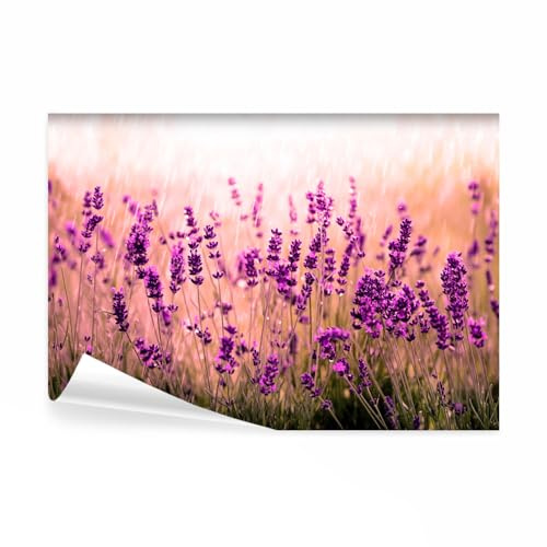 decomonkey Premium Fototapete Blumen Lavendel, 350x256 cm, XXL, Natur | Vlies, Schlafzimmer, Wohnzimmer, Design, Tapete, Fototapeten, Tapeten, Vliestapete, Wandtapete, moderne, Wand