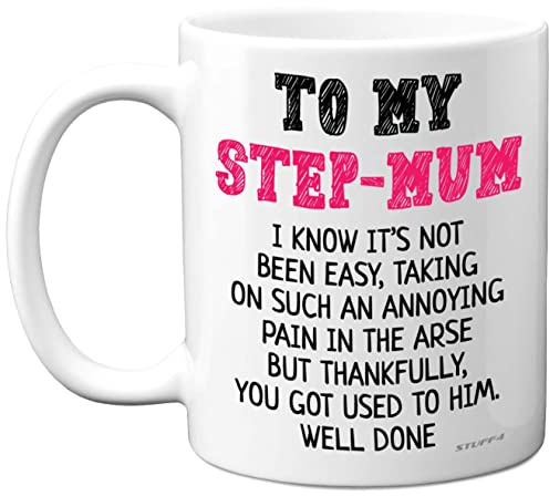 Stuff4 Step Mum Birthday Mug Present from Daughter and Son | Well Done, Step Mum Birthday Mug Present from Daughter Son, Mothers Day Mug Gifts, Christmas Day Secret Santa Gift