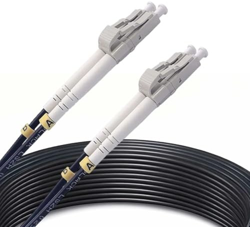 Elfcam® - Cavo a fibre ottiche da LC/UPC a LC/UPC OM3 Duplex Multimodale 50/125um G657A2 per esterni e interni, 300 metri