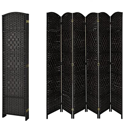 Multigot 6 Panel Room Divider, Folding Privacy Protection Screen, Free Standing Decorative Separator for Bedroom Living Room Office (Black)