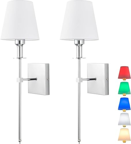 Peskoe Wandleuchte Innen, Wandlampe mit Akku,5W USB Aufladbare Batteriebetrieben Wandbeleuchtung,Viele Farben Farbtemperatur und Helligkeitsstufen Fernbedienung Control Kabellose Lampe Einstellbar
