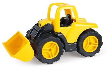 Lena 1262 Workies Pala cargadora de 14 cm, vehículo de Juguete de plástico ABS, cargadora de Ruedas con Pala móvil, neumáticos de Goma, Ejes de Acero, vehículo de construcción para niños a Partir de