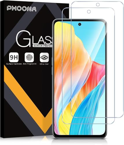 Phoona Vetro Temperato per OPPO A98 5G/A58 4G/OPPO F23 5G, 2 Pezzi Pellicola Protettiva per Oppo A98, Durezza 9H, Anti Graffio, Anti-Impronte, Senza Bolle(6,72 pollici)