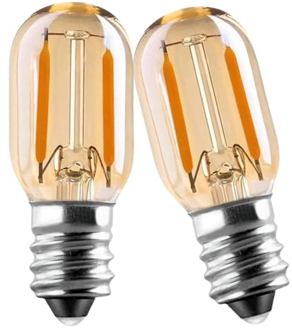 Genixgreen Glühbirne E14 Led Warmweiss 1W T22 Vintage Röhren Nachtlicht kühlschranklampe Ersetzt 10 Watt Glühlampen Equivalent, 2200K Nicht Dimmbar, 2er Pack