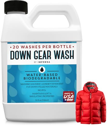 IMPRESA Down Wash Detergent - 32 Fl Oz (20 Loads), Liquid & Unscented - Laundry Detergent Safe for Down Coats & Comforters