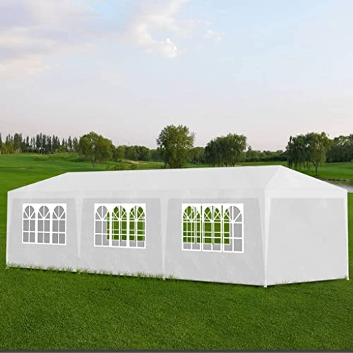 HOMIUSE Pavillon Faltpavillon Pavillion Grillpavillon Verkaufsstand Gartenpavillon Gartenlaube Party Zelt Groß Bierzelt Faltzelt Faltbar 3x9 m Partyzelt Weiß Pavillion Klappbar