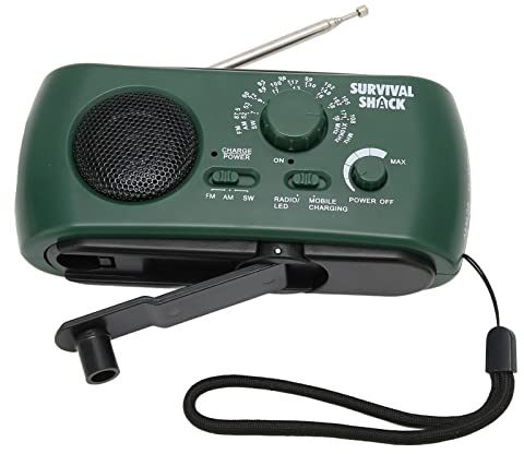 Radio à Manivelle Portable Pratique Torche LED Extérieure Multi-Bande Am FM SW Solaire à Manivelle Radio Météo Radios Météo éclairage Spécial