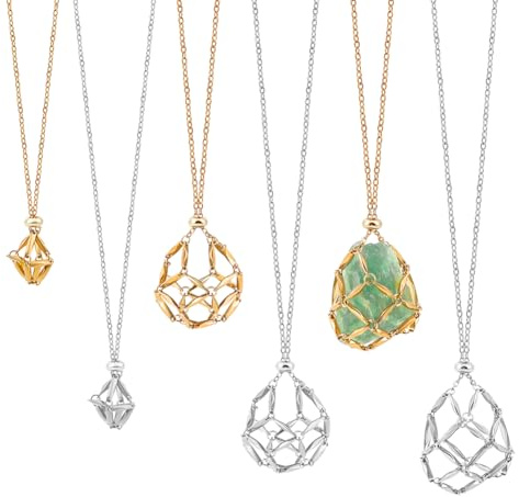 UNICRAFTALE 2 Set 2 Farben Verstellbare Halskette Käfig Kordel Edelstahl Kristallen Leerer Steinhalter Netze Halskettenanhänger Mit Leerem Kristallkäfig Für Herstellung von Halsketten Mit Anhängern