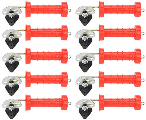 Electric Fence Gate Handle Insulated Stainless Steel HDPE Pack of 10 with 10 Insulators, for Transition Points in Electric Fences