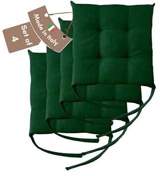 Il Tuo Artigiano Design 4 Stuhlkissen im Set, 40 x 40 cm 6 cm dick, Polsterung aus Schaumstoff und weichem Acryl, Sitzkissen Stuhl 4er Set, Stuhlkissen Outdoor 40x40 (4, Grün)