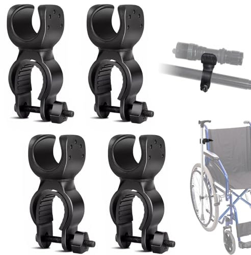 Krückenhalter,4 Stück Stockhalterung,Rollstuhl Zubehör,Drehbar Gehstockhalter,Krücken Zubehör,Gummi Halterungen für Gehstöcke & Krücken,Lichtständer Stockhalter für Rollator Fahrrad Mobilitätsroller