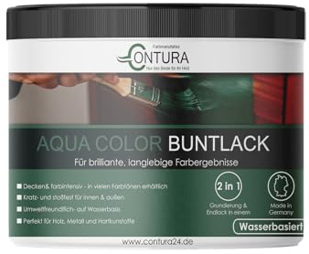 Contura Buntlack Glänzend Lackfarbe 250ml Lack Außen Innen Holz 2in1 Metall Farbe Holzlack Möbellack (RAL 2003 Pastellorange, 250ml.)