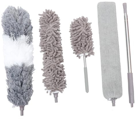 Cabilock Plumero Limpiador De Polvo Para Techo Cepillo Doble Microfibra Chenilla Herramienta Telescópica Para Barrer Polvo Estanterías