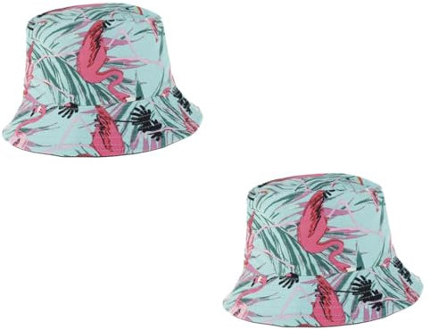 WRITWAA 2stücke Fashion Flamingo Druck Bucket Hat Aus Doppelseitig Tragbar Für Strand Angeln Und Urlaub Uv-Schutz Für Damen Und Herren
