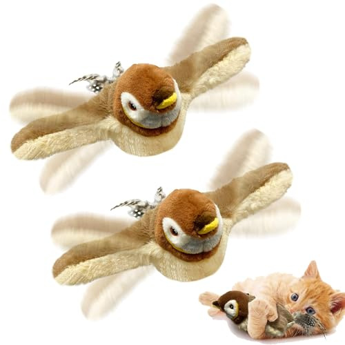 Donubiiu BirdChase,Interaktives piepsendes Vogelspielzeug für Katzen, Katzenspielzeug Fliegender Vogel,Flappy Bird Cat Toy, Flappychase Interactive cat Toy,Katzenspielzeug Vogel (2 Stück)