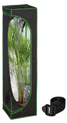Relaxdays Tenda per Coltivazione Idroponica, Serra per Piante da Interno, Telo Riflettente HLP: 160x40x40 cm, Nero Verde, Poliestere, Acciaio, Plastica