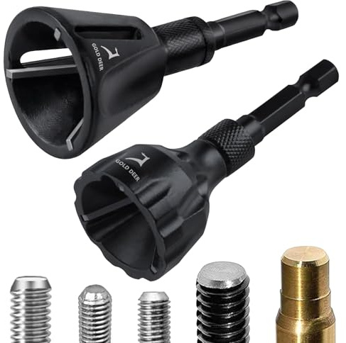 GOLD DEER Lot de 2 outils d'ébavurage pour chanfreiner 1/8 - 3/4 et 0,63 cm - 1/4 - 2,5 cm - Foret de chanfreinage rapide à tige hexagonale - Pour tige en métal, boulon, tuyau, impression 3D, PVC