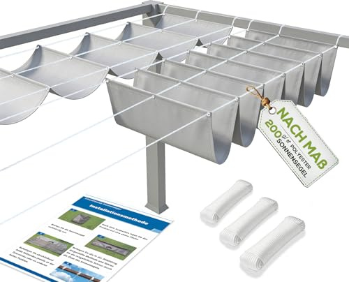 HaiTaoSy Voile d'ombrage rétractable avec œillets, 1 x 3 m, store ondulé sur mesure, imperméable, 95 % de protection UV et résistant aux intempéries, protection solaire pour terrasse, pergola, jardin