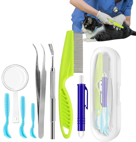 Set Anti-zecche, estrattore Portatile, pinzette, Strumento di rimozione Leggero per Animali, Uso Esterno, Cane, Gatto, Accessorio igienico, Protezione affidabile da Giardino Escursionismo