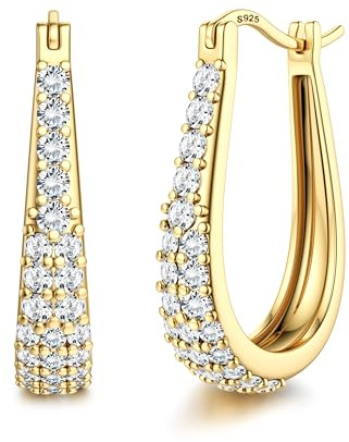 Diamday Ohrringe Silber 925 Creolen Ohrringe Gold Silber für Damen | Huggie Creolen Silber 925, Hypoallergene Cubic Zirkonia Ohrringe Gold, Creolen Gold für Damen Mädchen
