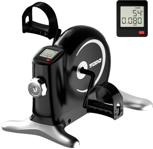 TODO Pedaltrainer für Senioren mit LCD-Display, Mini Bike Heimtrainer Schwarz, Verstellbarer Widerstand, mit Befestigungsband, Leise & Robust Tischfahrrad für Zuhause und Büro