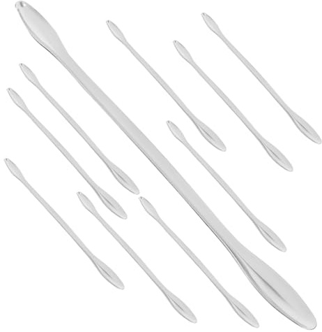 LALADEFIEE 10 pièces Lot de Cuillères Mesureuses Inox Laboratoire Cuillères Échantillonnage Solides et Poudres Spatules Expérimentales Résistantes et Durables pour Chimie et Cosmétiques