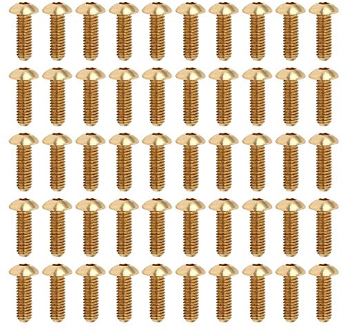 Telituny 50Pcs Hex Socket Screws Half Round Head Pure Copper Hardware Accessories Fasteners (M4*12 mm)