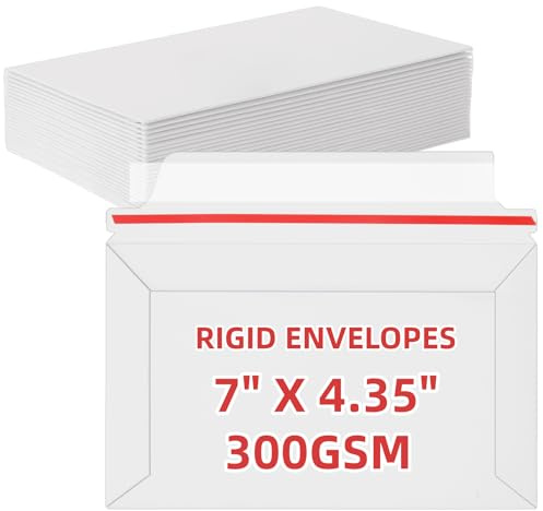 TFONSIGI 200 Pack Card Envelopes 7 x 4.35, 300GSM Thickened White Self Seal Trading Card Mailers, Rigid Envelope for Semi-Rigid Sleeves, Toploaders, Protector Supplies