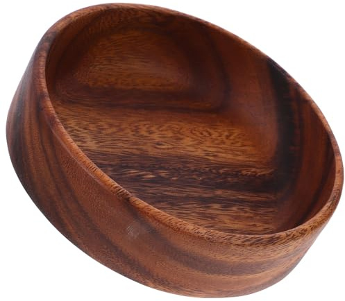 TOKIDNY Frutero de Madera Maciza Natural Redondo 16X16X45 CM Plato Decorativo Multifuncional para Fruta y Snacks Fuente Rústica para Hogar Oficina y Fiestas Reutilizable