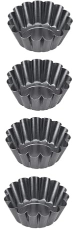 Molde para tartaletas de acero al carbono Moldes for mini tartaletas de acero al carbono, antiadherentes, con forma acanalada, ideales for muffins, cupcakes, tartas, postres y mousses(Black 4 Pieces)