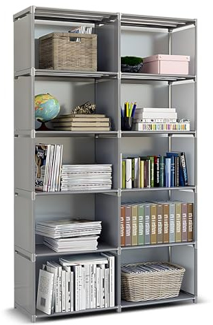 ZJchao Rangement à 10 Cubes, étagère Multifonctionnelle de Grande capacité avec Tuyau en Acier Robuste de 12 Mm, Tissu Non tissé pour Bureau, Placard de Chambre à Coucher