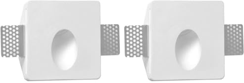BARCELONA LED - Aplique de Pared Empotrable Olive en Escayola – Diseño Trimless Pintable – Luz Cálida 2700K, 1W – Cuadrado con Fondo Curvo, Ideal para tienda, hotel y hogar (Paquete de 2)
