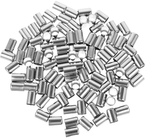 100pcs Hydraulic Hose Crimp Sleeves Stainless Steel for Industrial Systems | Silver Ferrules, Wear Resistant Secure Connection, Easy Installation, Precision Crafted Parts