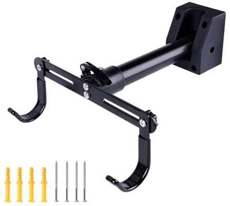 Portabiciclette per montaggio a parete a lunghezza regolabile Portabiciclette pieghevoli tipo pesante Portabiciclette da parete efficiente in termini spazio Supporto per bici rivestito in gomma