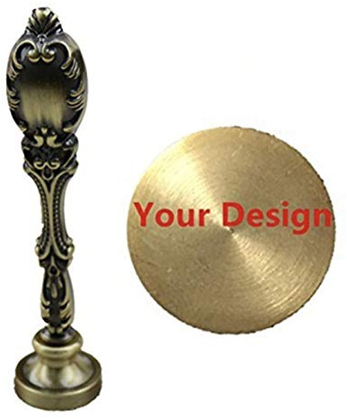 Siegelstempel von Mnyr, Vintage-Pfauen-Design mit Kupfergriff, personalisierbar mit Bild, Logo, Monogramm, Text, Set mit Siegelstempel und Siegelwachs