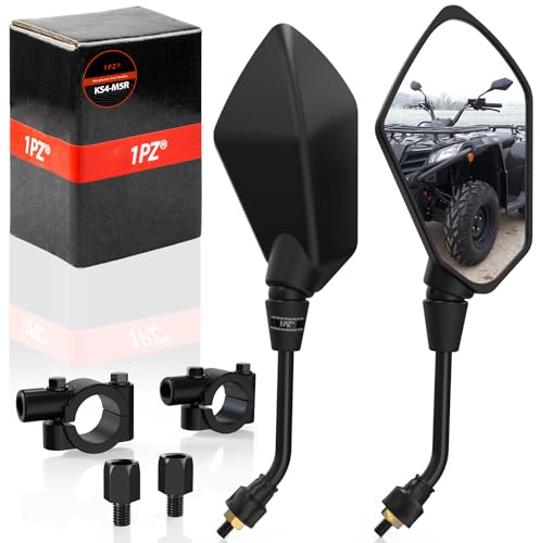1PZ MM3-001 Universal Schwarz Rückspiegel Motorrad Seitenspiegel Motorradspiegel mit 7/8 Klemmen Ersatz für Honda ATV Quad Wheeler Dirt Bike Motorrad Roller Moped | Für Motorrad, Roller, Moped, ATV, Schneemobil, Polaris, Sportler, Dirtbike, Cruiser, Chopper