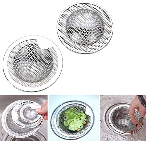 Fayonnir Abflusssieb Edelstahl, 2 Stück Abflusssiebe, Ideal für für Küchen Waschbecken, Sieb Dusche, Badewanne, Erhältlich in DREI Größen (Groß)