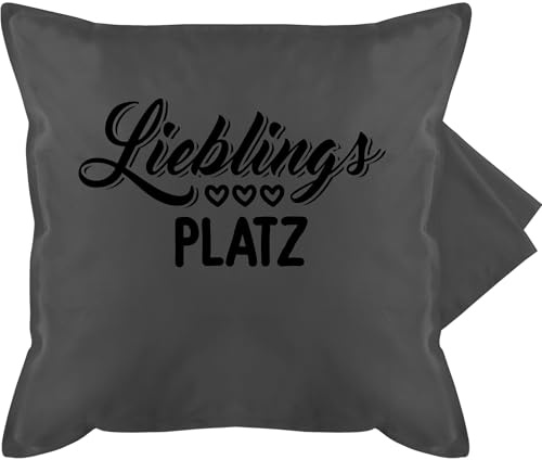 Kissenbezug - Statement Kissen mit Sprüchen - Lieblingsplatz - Lieblingsort - 50 x 50 cm - Grau - lieblingskissen kissenhülle sprüche spruch mein kuschelkissen sofa pillows with quotes spruechen