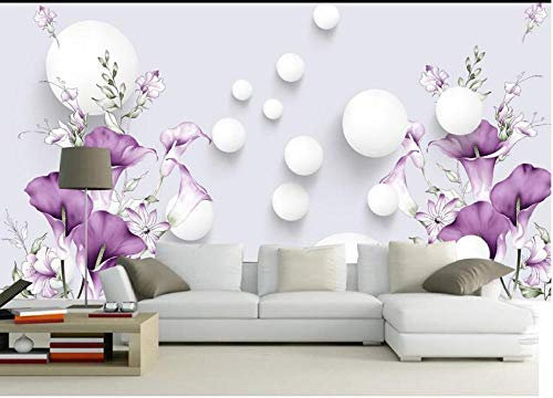 Papier Peint Panoramique 3D Tapisserie Intissé Murales poster geant photo Décoration Murale Effet Trompe Loeil 150x105cm Fleurs en fer à cheval minimaliste moderne