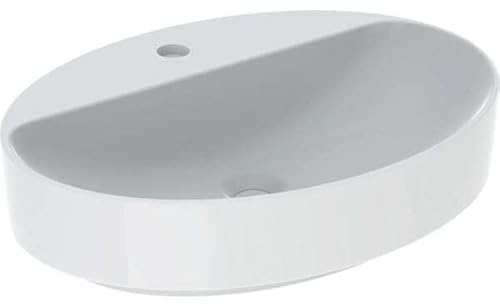 Geberit VariForm Aufsatzwaschtisch oval, 600x450mm, mit Hahnloch, ohne Überlauf, Farbe: Weiß, mit KeraTect - 500.773.00.2
