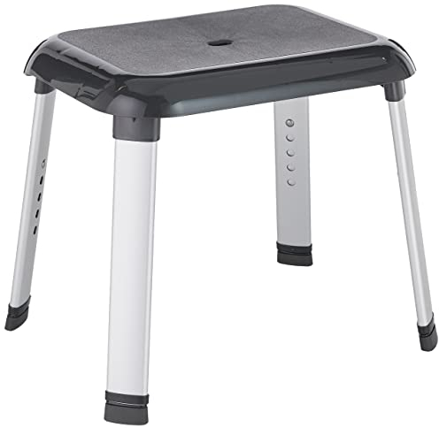 WENKO Badhocker Secura Premium - Duschhocker, bis 130 kg Tragkraft, Polypropylen, 50.5 x 52 x 39.5 cm, Anthrazit, Grau