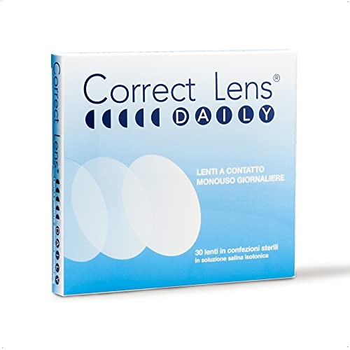 Correct Lens, Daily Lens, Lenti a Contatto Giornaliere per Miopia, Lenti a Contatto Usa e Getta Sicure e Facili da Applicare, Diottrie -0,75, Confezione da 30 Lenti Monouso