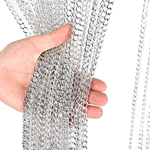Estink Aluminum Chain Curtain 84.4 x 35.4in for Doorways | Silver Insect Screen, Home Office Store Divider, Easy Installation