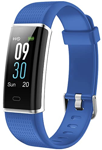 Aquarius IP68 Waterproof Bluetooth Fitness Tracker with Heart Rate Monitor and Step Counter - Blue