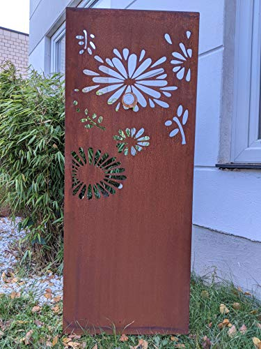 Zen Man Clôture de jardin en métal patiné - 1 mm - Décoration de jardin - Brise-vue - 031648-2 B50 - Hauteur : 125 cm