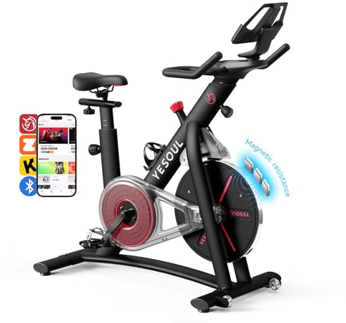 Yesoul S3 Black Exercise Bike For Home Smart White Cycling Bike Magnetic Resistance For Gym Electric Stationary Bike Bluetooth Heart Rate For Women Apartment Workout Bike For Fitness