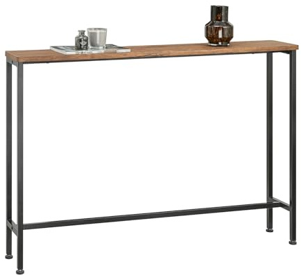 SoBuy Konsolentisch Schmal Flurtisch – Konsolentische Fürs Wohnzimmer, Vintage Metall Sideboard, Robustes Design – Ideal für Flur Möbel, Büro – Vintagebraun & Schwarz 120x80x20cm, FSB19-XL-N