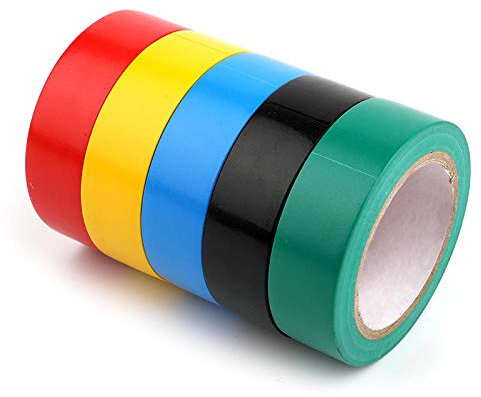Cinta de PVC eléctrica, cinta aislante eléctrica, cinta impermeable de PVC, cinta aislante-Color 5 rollos