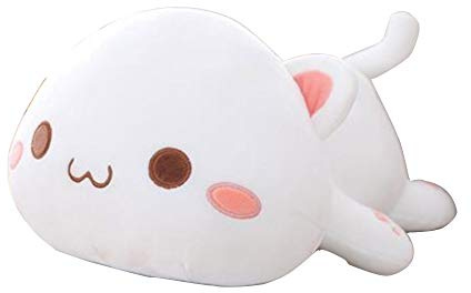 OUKEYI Adorable chaton en peluche pour chat - Oreiller câlin - Animaux en peluche - Blanc 12