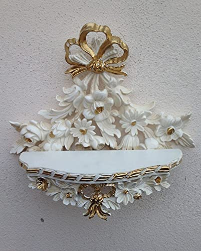 Artissimo Barock Wandkonsole 38 cm x 35 cm x 15 cm Ablage Blumenbank Elfenbein Gold CP83